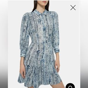 Theory Womens Block printed silk shirt dress NWT